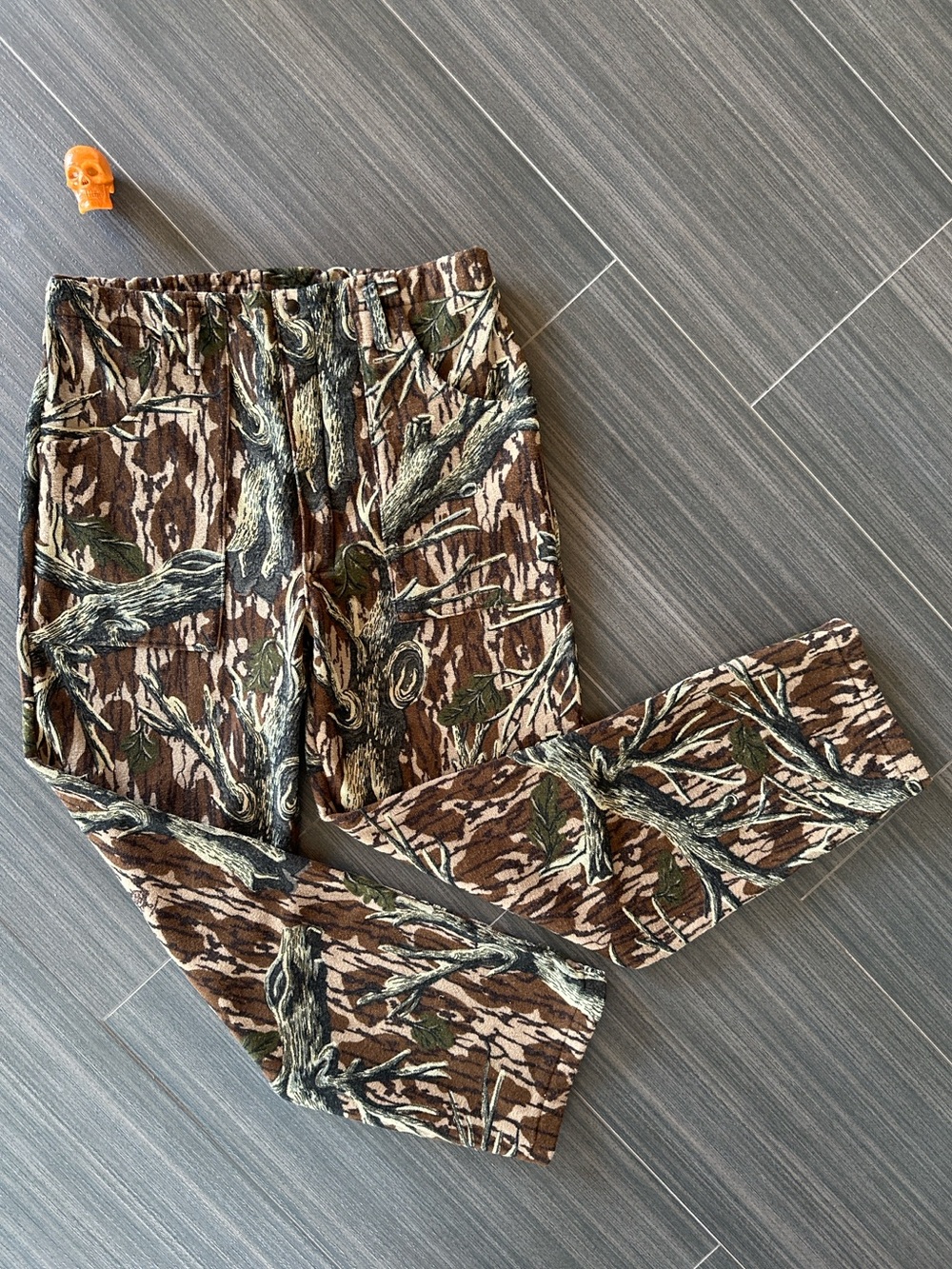 90s mossy oak tree stand camo fleece pants L